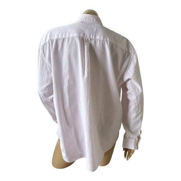 Talbots Women's White Pink Striped Button Up Shirt Collared 100% Cotton Size XL - Picture 4 of 7